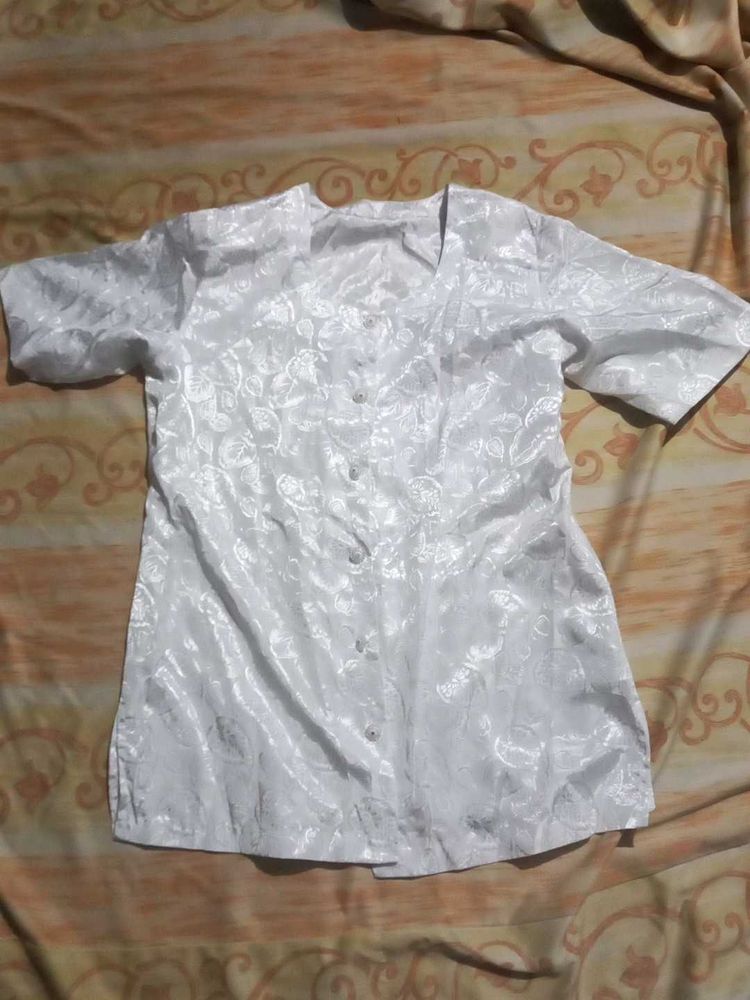 1.Vintage White Floral Blouse