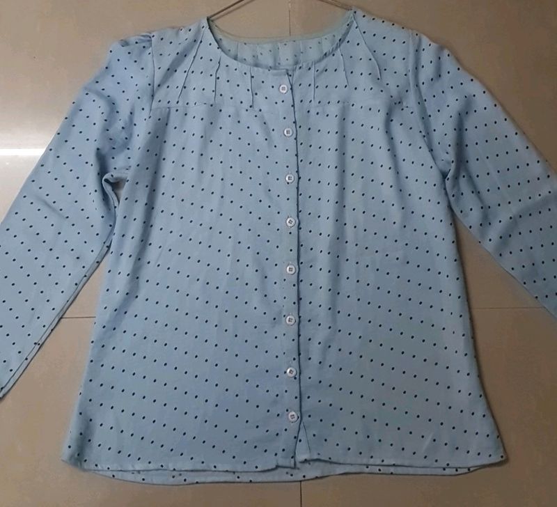 Sky Blue Dotted Daily Wear Top