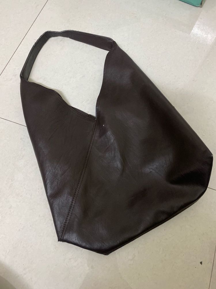 Chic Brown Faux Leather Hobo Bag