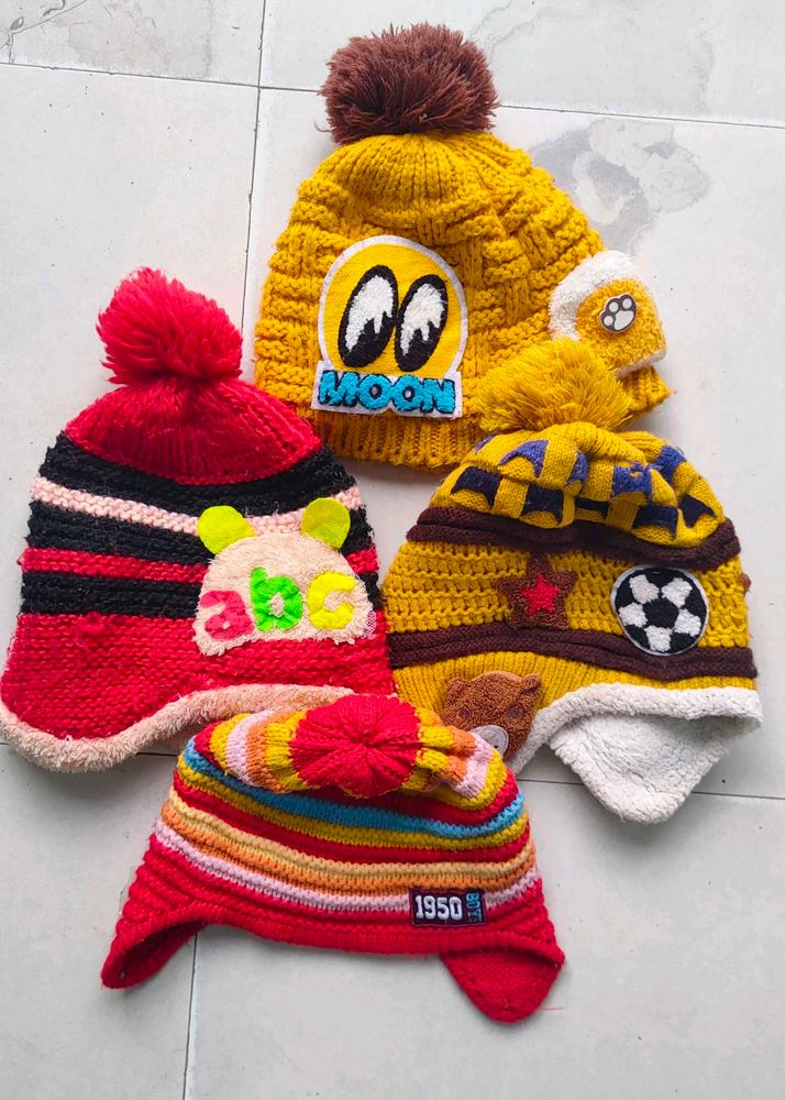 Cute Kids Winter Beanies - Set of 4