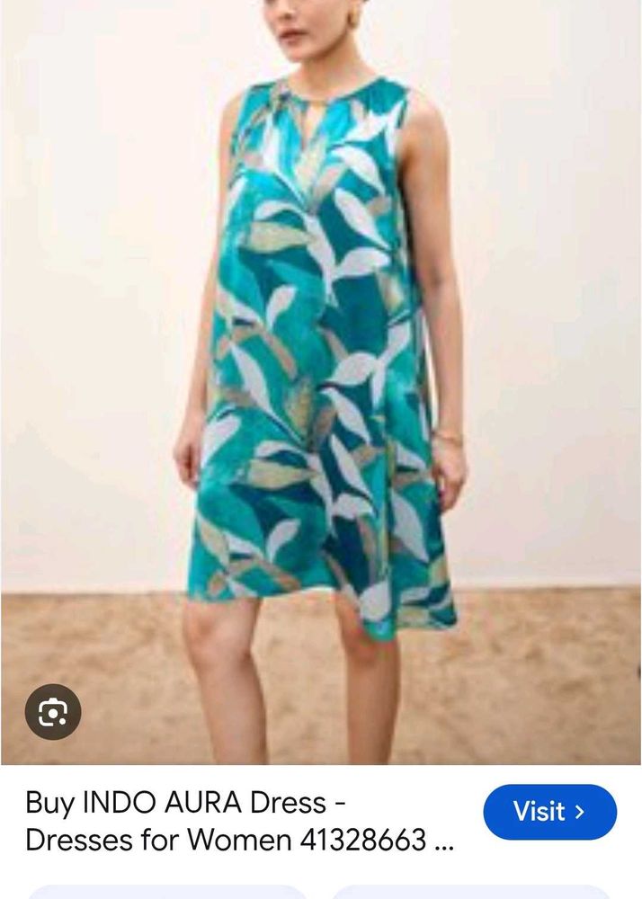 Flowy Leaf Print Real Mirror Work Onepiece