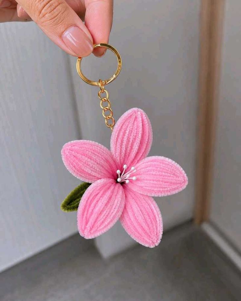Cute Pink Flower Keychain