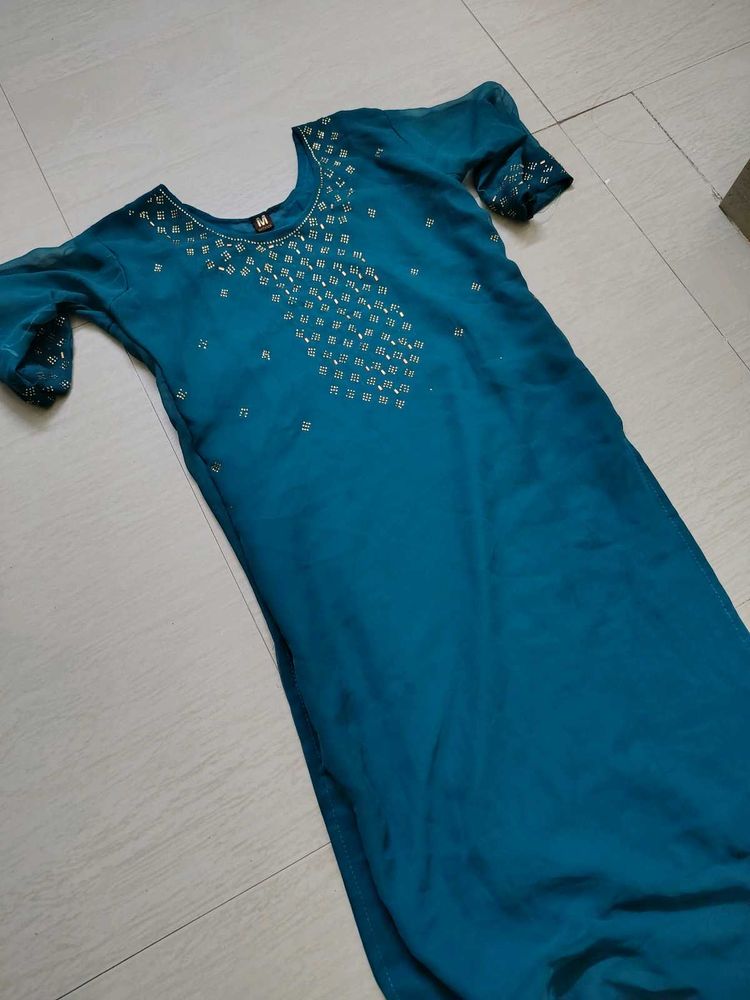 Teal Embellished Kurti