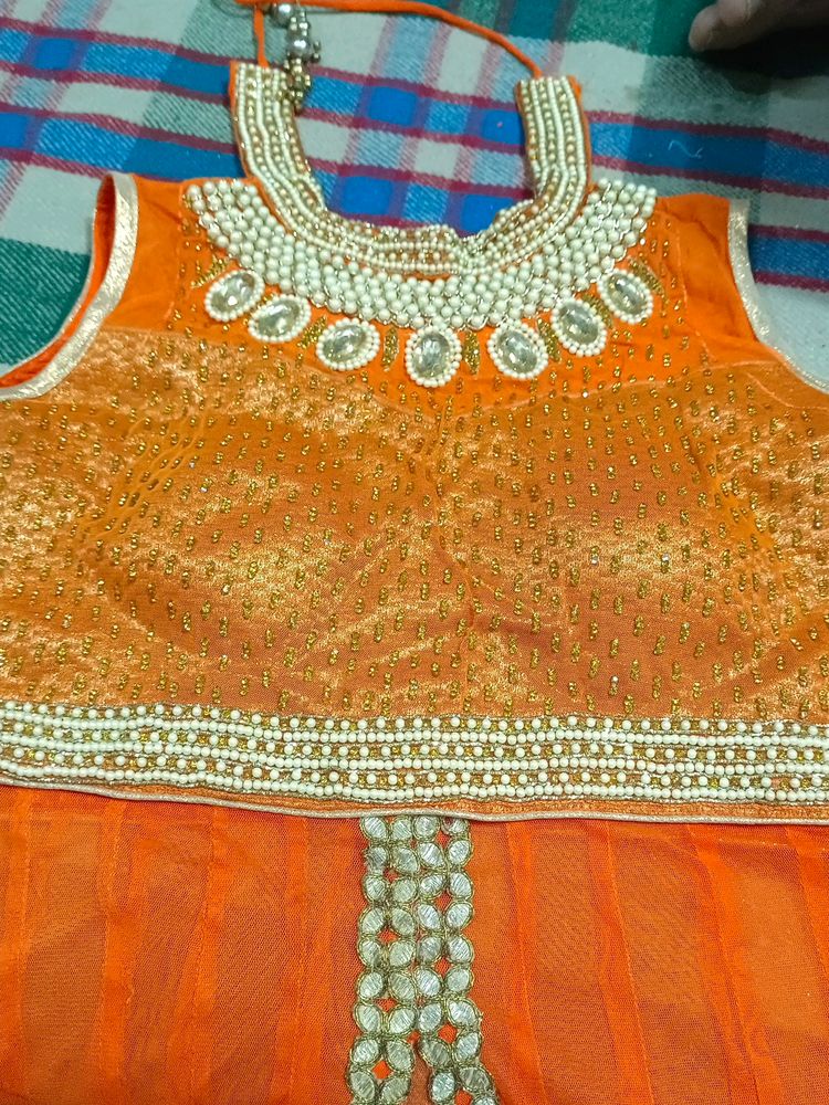 Orange Colour Shirt With Skirt Modern Suit