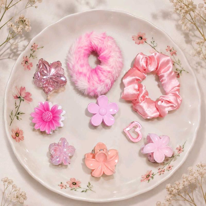 Cute Pink Hair Claw Clips &amp; Scrunchies Set