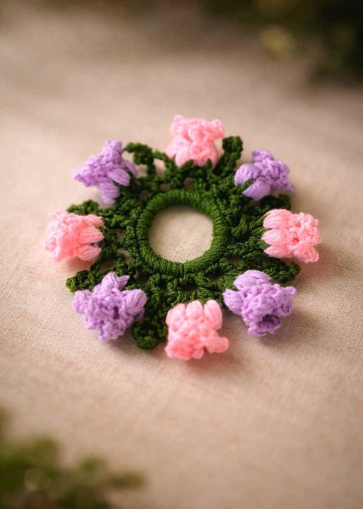 Handmade Crocheted Flower Hair Tie