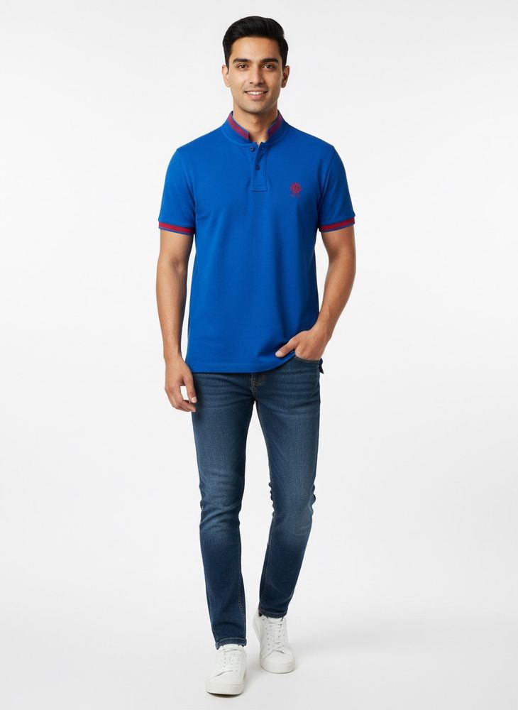 Blue &amp; Red Trim Polo Shirt
