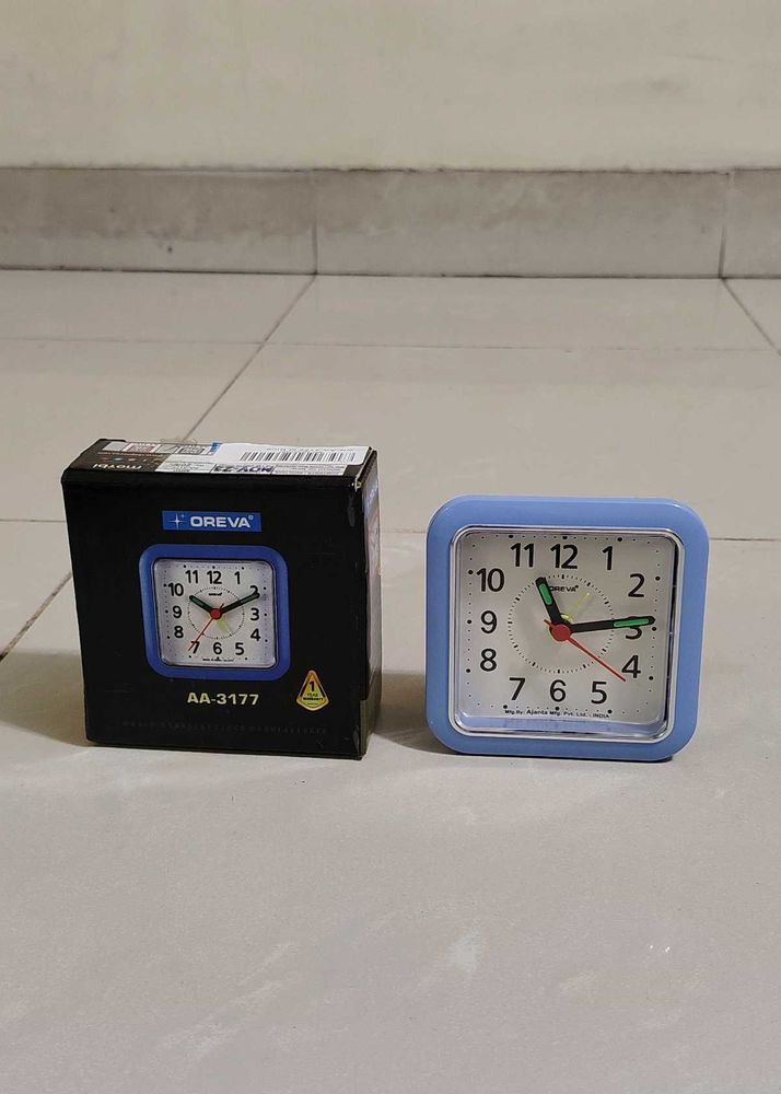 New Unused Oreva Blue Alarm Table Clock