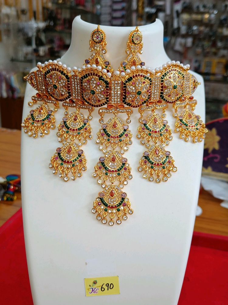 Gold Plated Rajwadi Jewellery Set