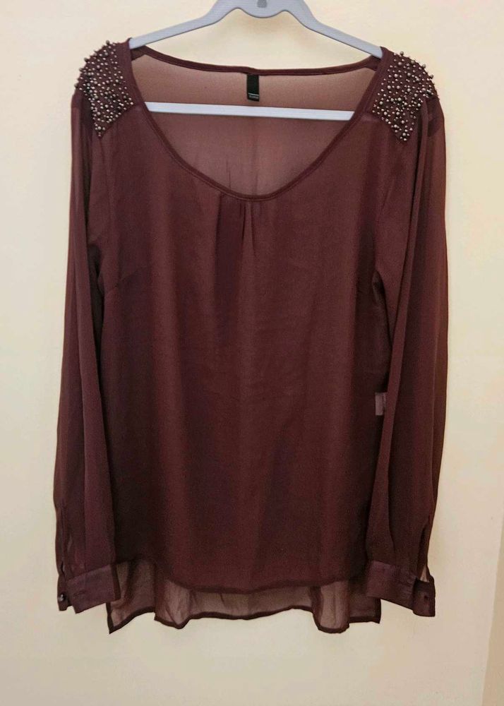 Maroon Embellished Top