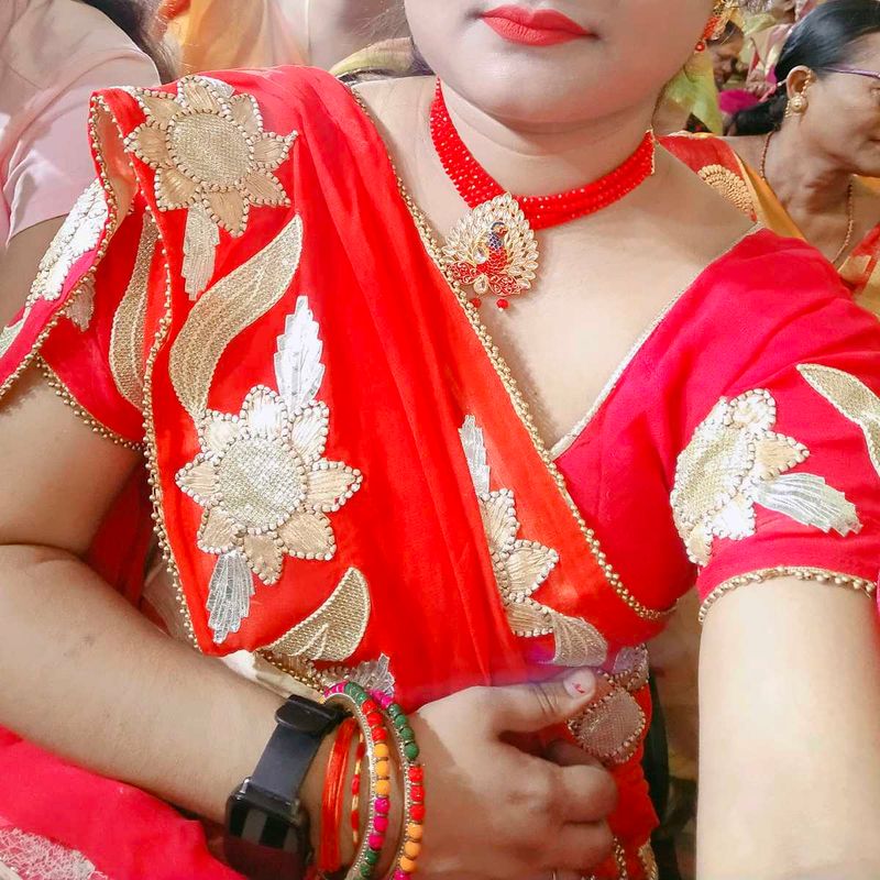 Beautiful Saree Two Colour Orange Nd Pink