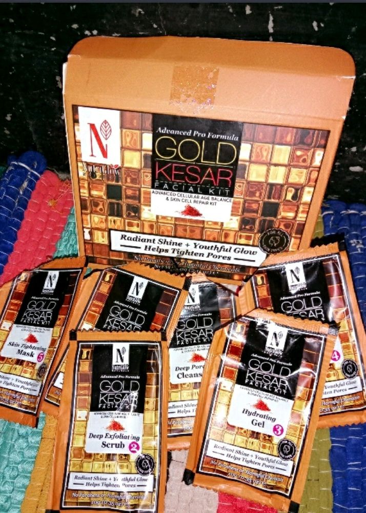 NATURAL'S Advanced Pro Formula Gold Kesar Facial Kit For Radiant Shine, Youthful Glow (60gm) - Made in India