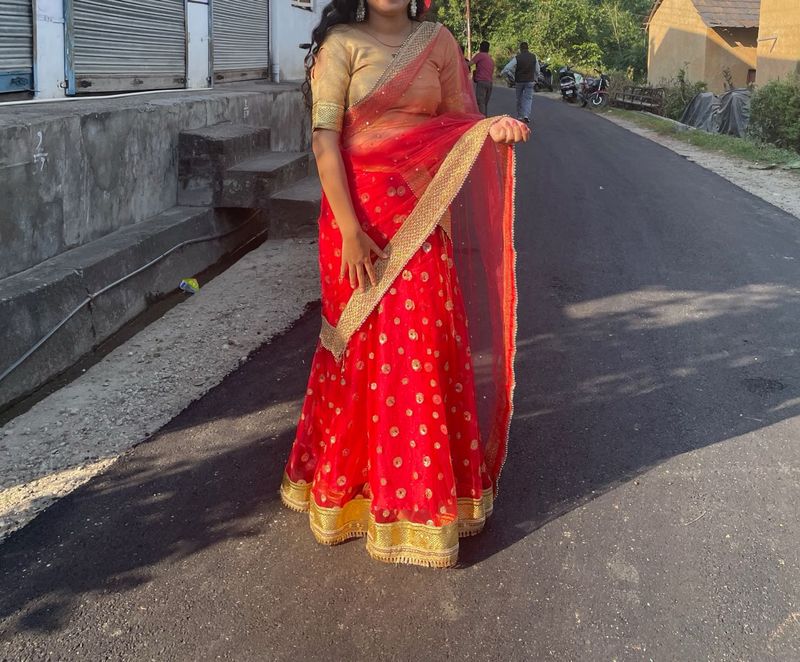 Red &amp; Gold Lehenga Choli Set
