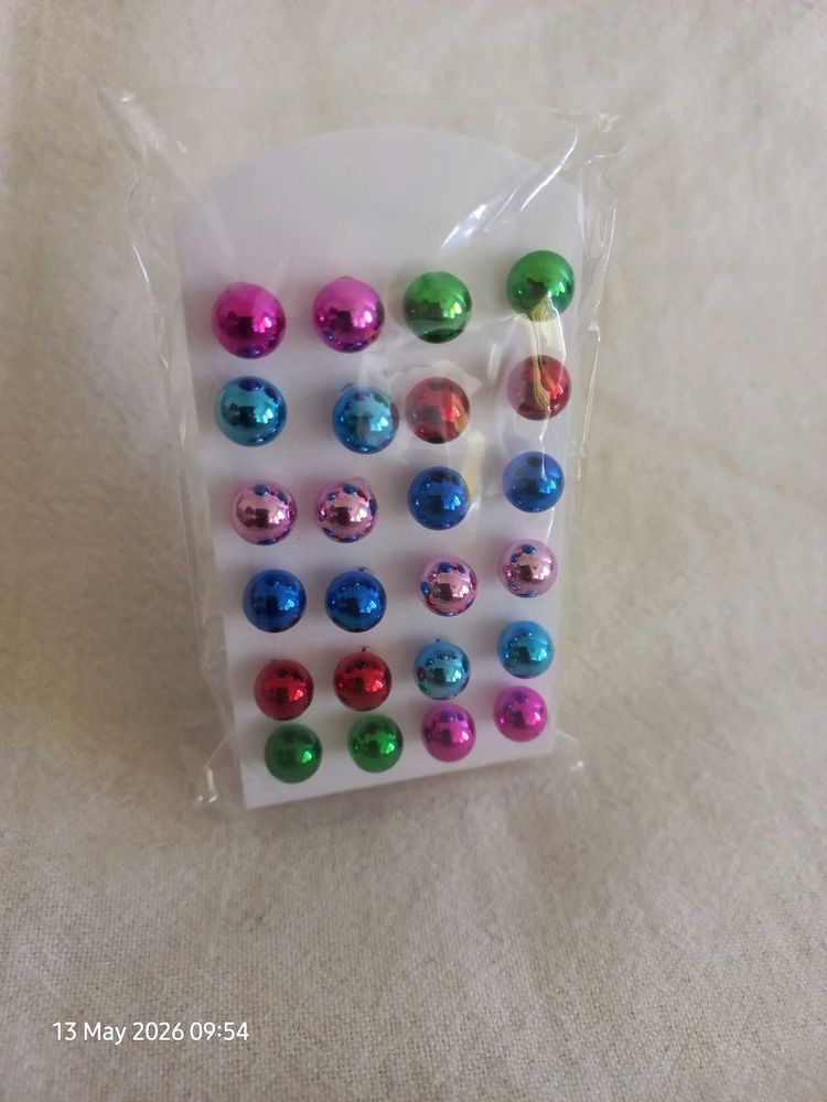 Multi-Color Ball Stud Earrings Set
