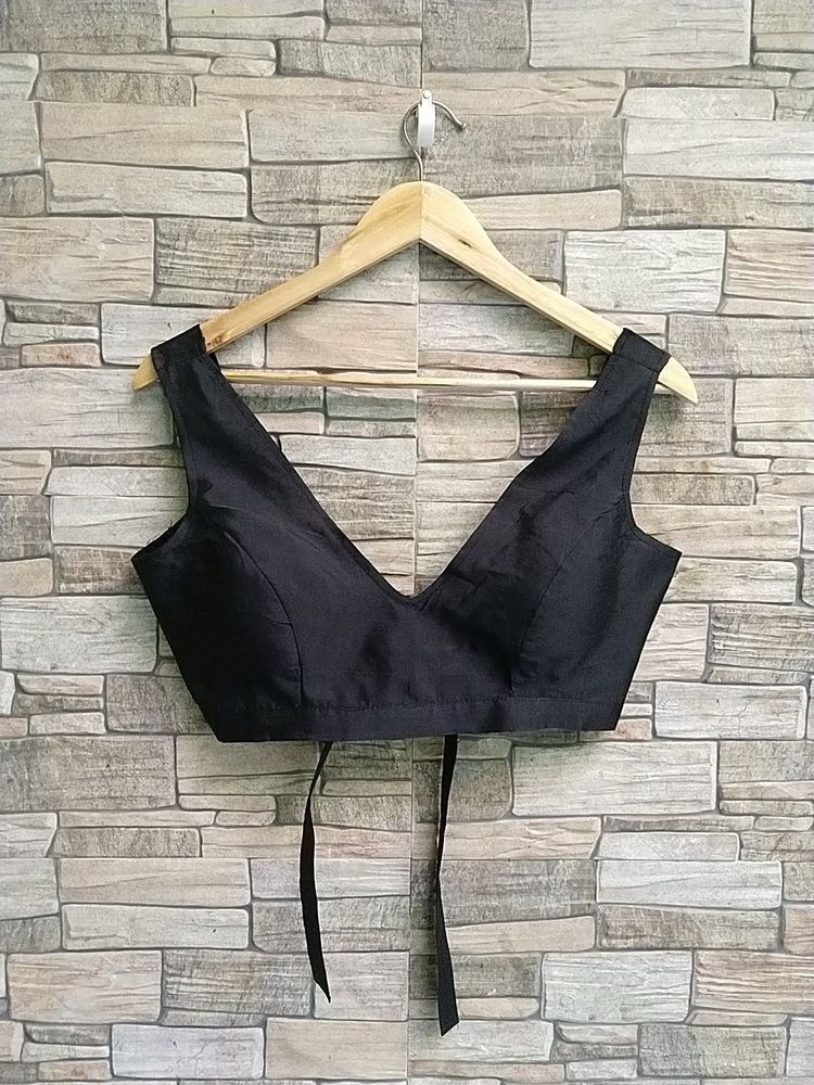 Classic Black Deep V Neck Blouse fix price