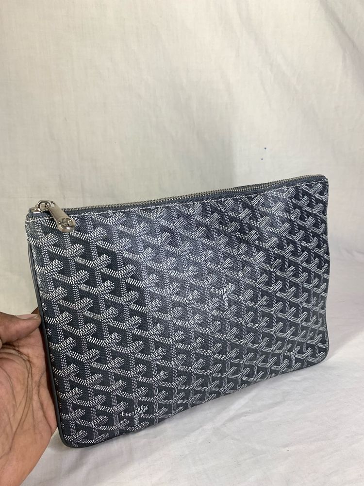 Authentic Goyard Senat Pouch MM - Black/Grey