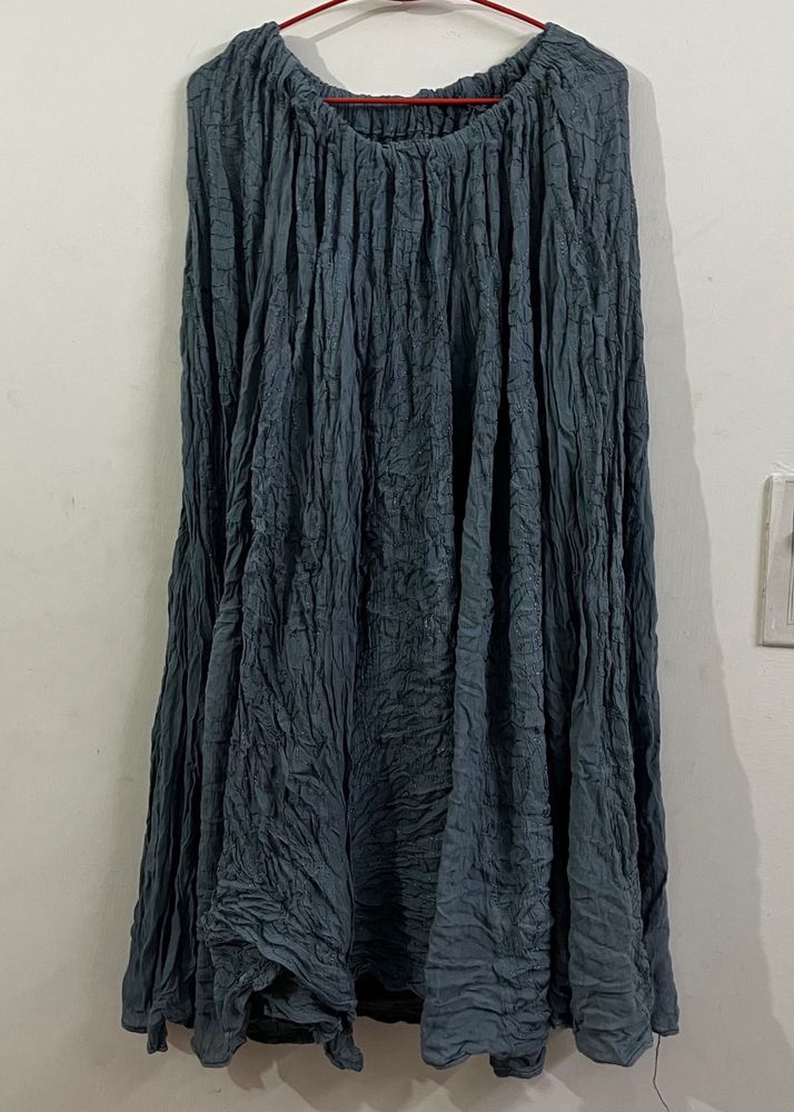 Bohemian Grey Crinkle Maxi Skirt