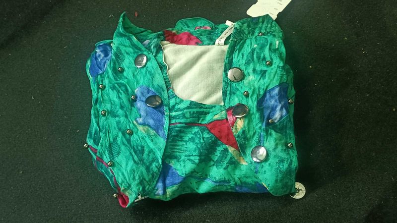 Green Floral Button-Down Top