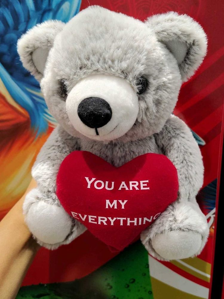 Gray Teddy Bear with Heart