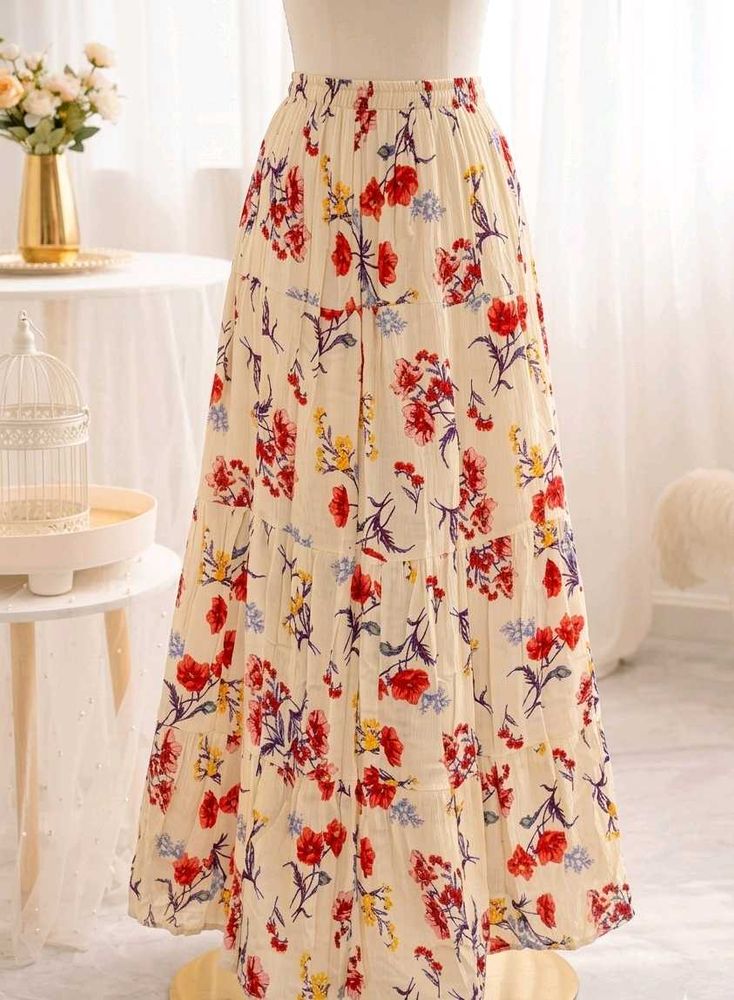 Boho Floral Tiered Maxi Skirt