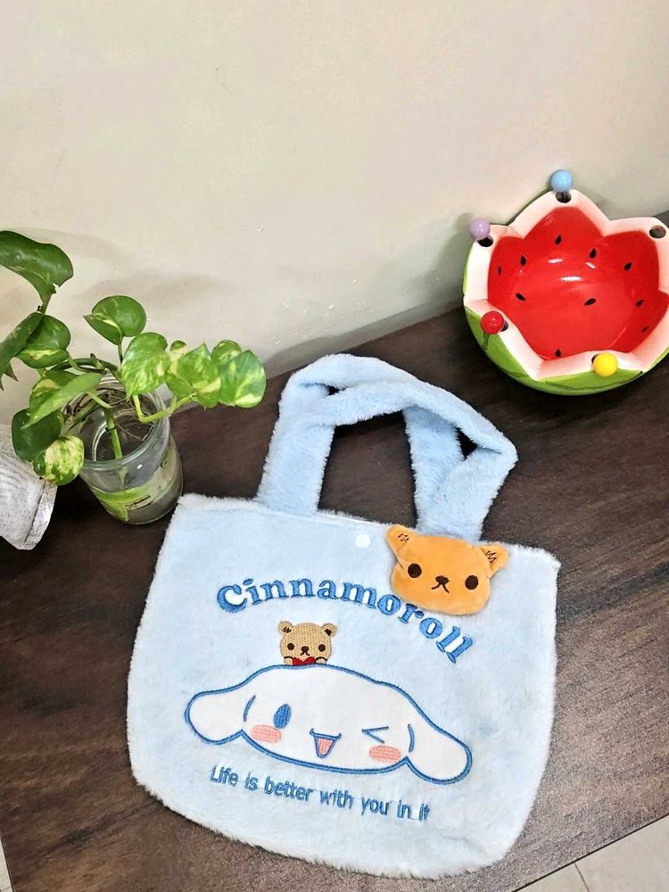Blue - Cinnamoroll Fur Tote Bag