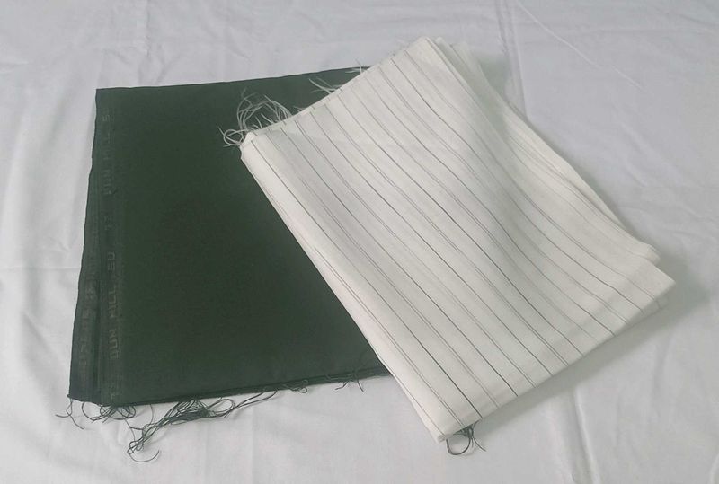 Dark Green Pant &amp; Striped Shirt Material For Boys