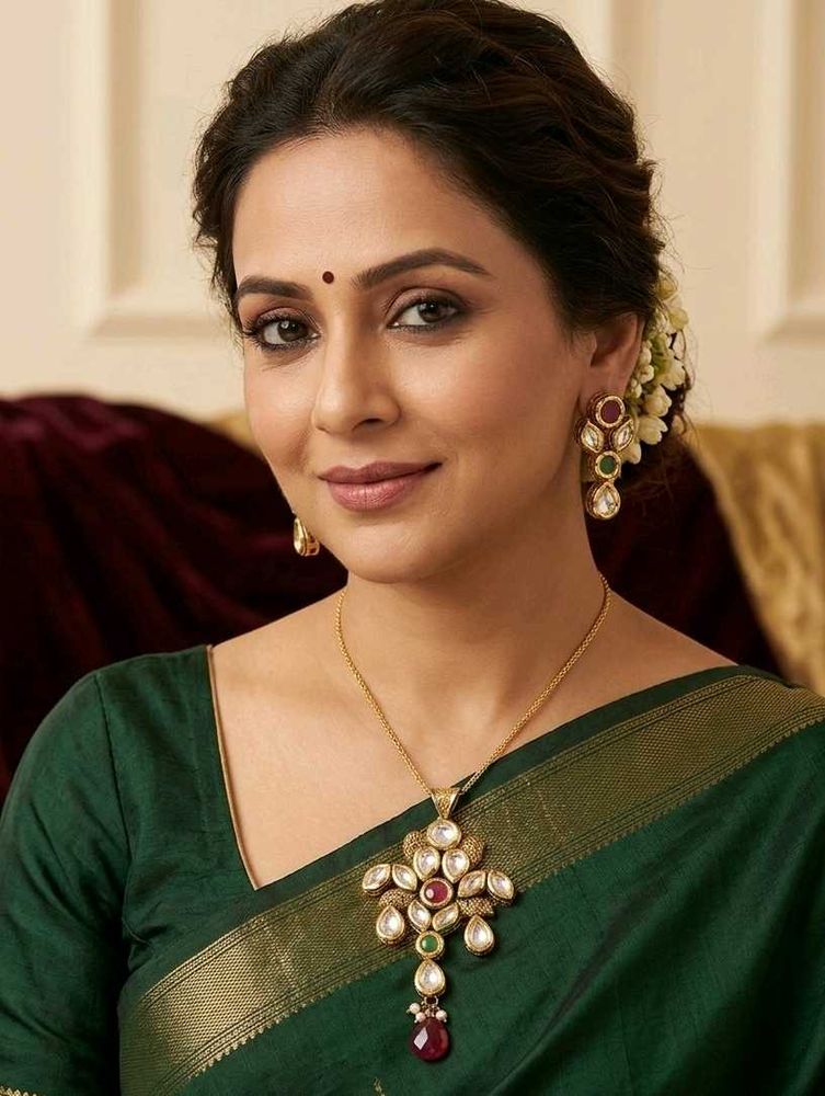 Exquisite Kundan &amp; Emerald Necklace Set