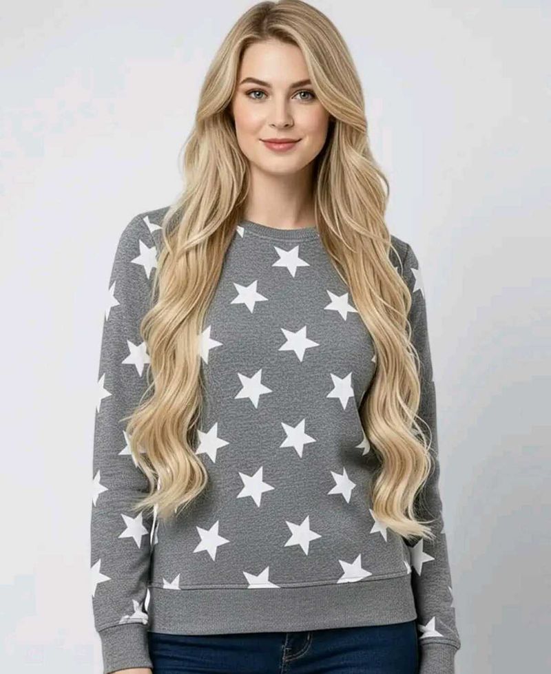 Grey Star Print Sweatshirt
