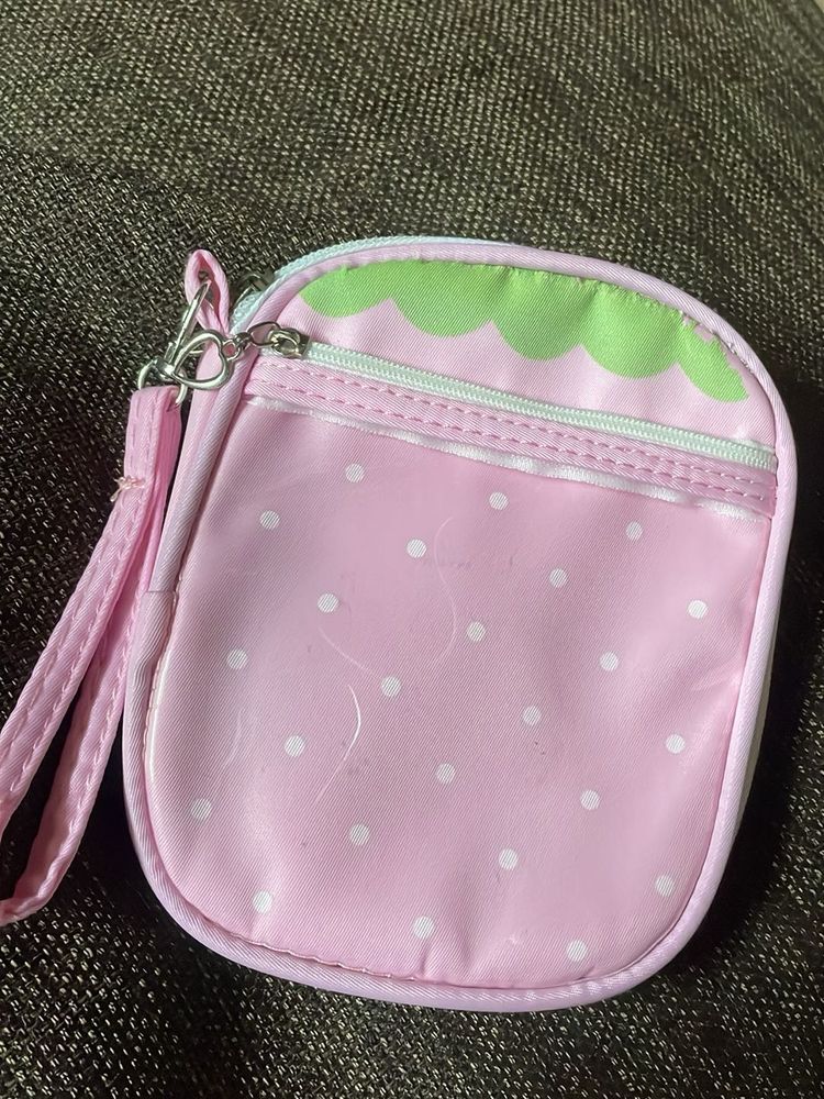 Cute Pink Strawberry Pouch
