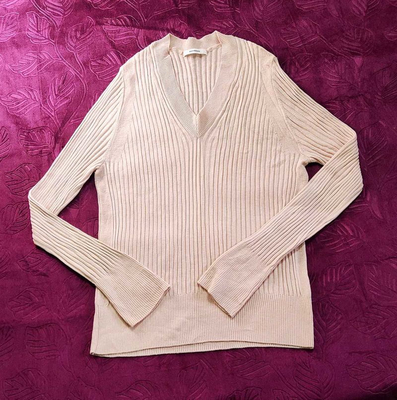 Ribbed V-Neck Sweater
