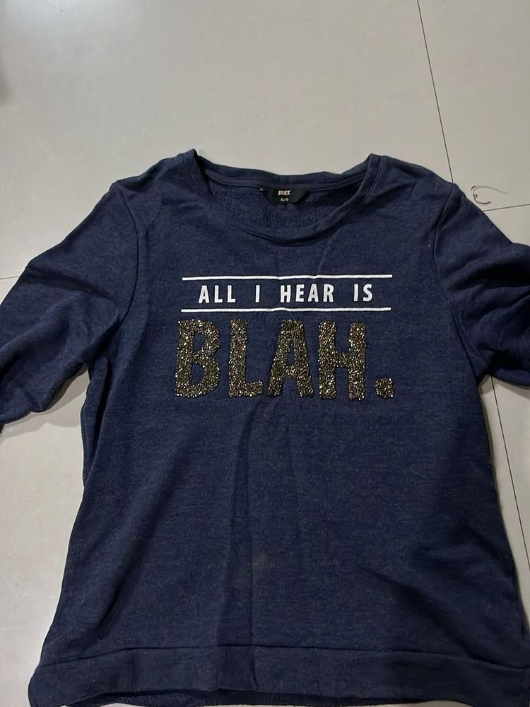 Navy Blue 'BLAH' Graphic Sweatshirt