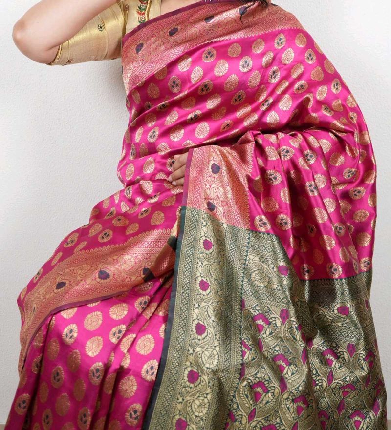 Stunning Pink Banarasi Silk Saree