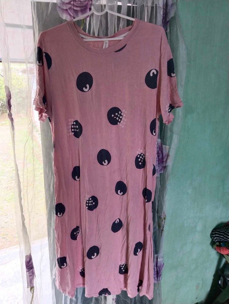 Length 44,offer prices,Cute Pink Polka Dot T-Shirt