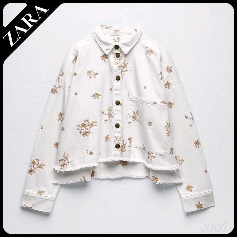Final Sales 🔥Zara White Floral Print Cropped Deni
