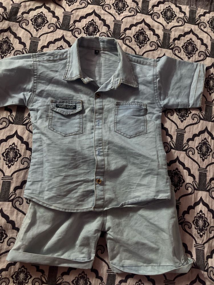 Kids Denim Shirt &amp; Shorts Set