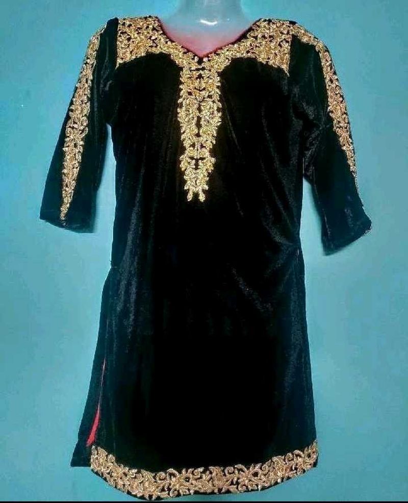 Elegant Black Velvet Kurta with Gold Embroidery