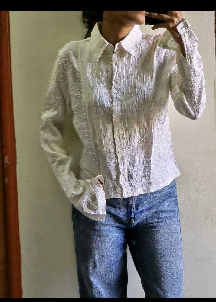 Armani Collection Cream Textured Shirt