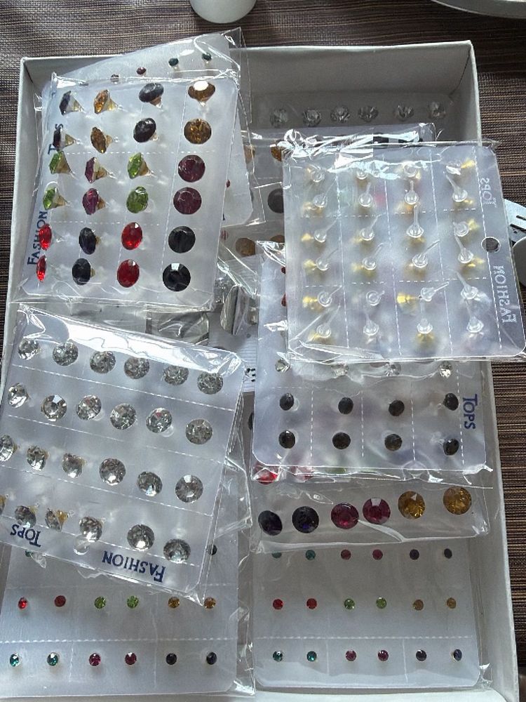 Multi-Color Stud Earrings  ( set of 8)