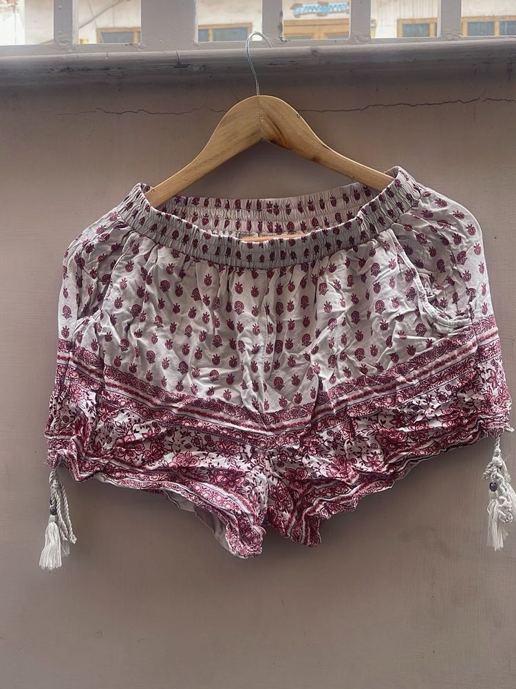 Boho Print Shorts with Tassels