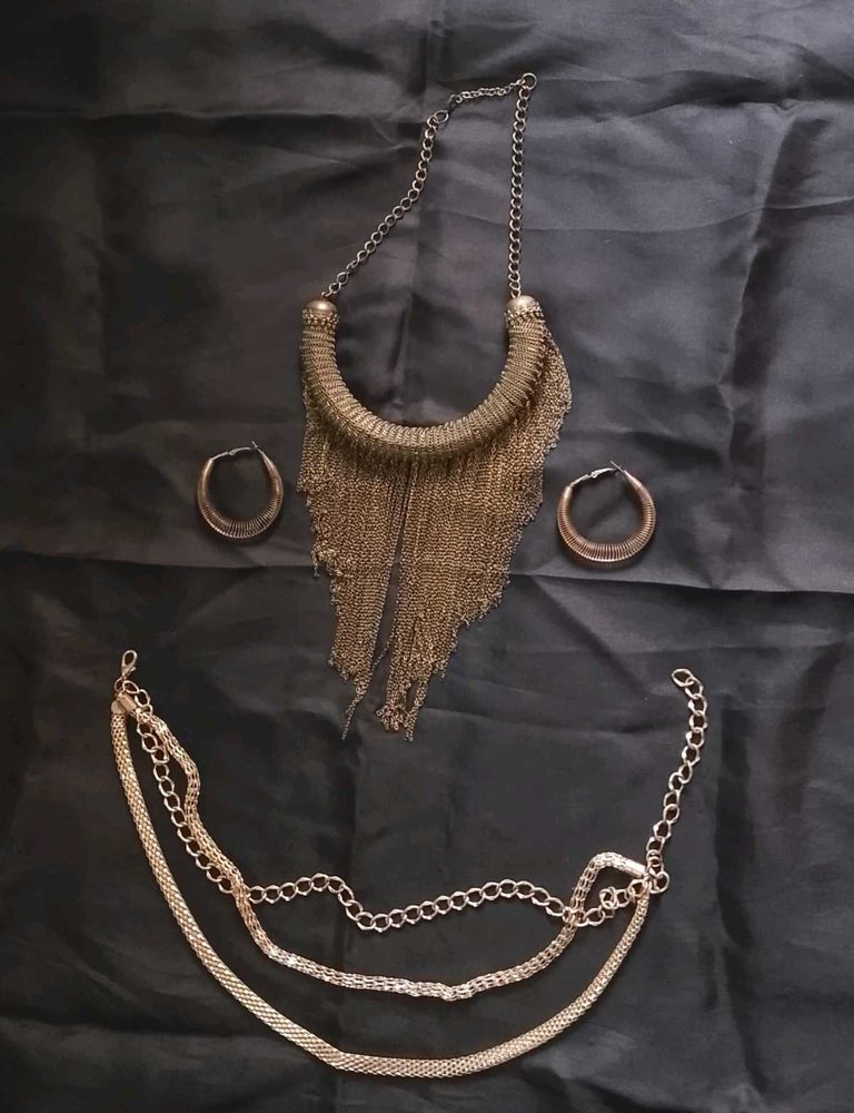 Bohemian Statement Necklace and Earrings Set