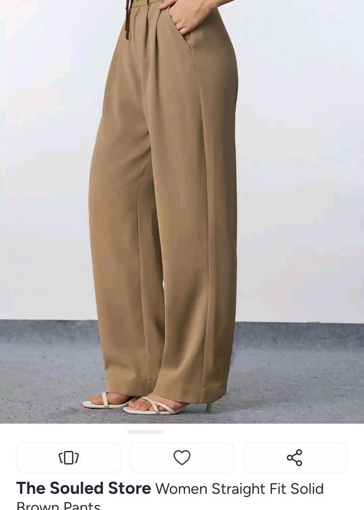 Women's Brown Straight Fit Pants