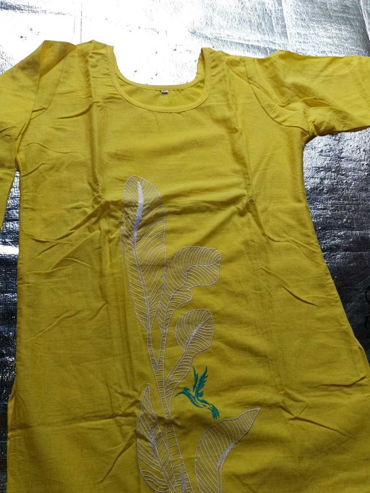 Yellow Embroidered Kurta