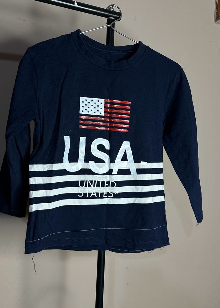 Navy Blue United States Printed Top