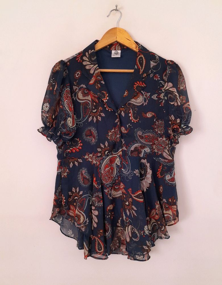 Navy Blue Printed Top (Women's)