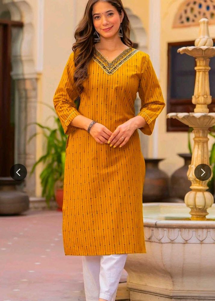 Stylish Yellow Striped Kurta