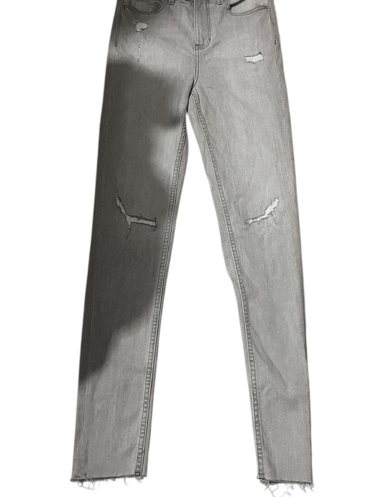 High rise Grey Distressed and black  Denim Jeans