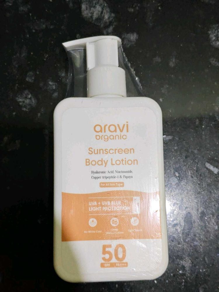 Aravi Organic Sunscreen Body Lotion SPF 50