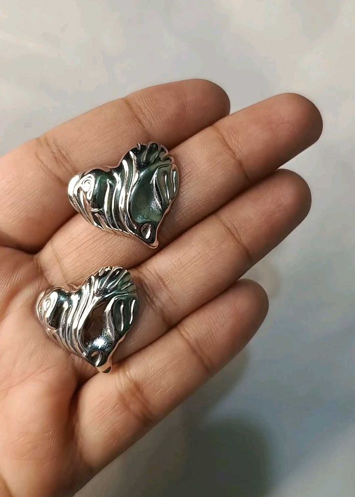 Sculptural Heart Stud Earrings