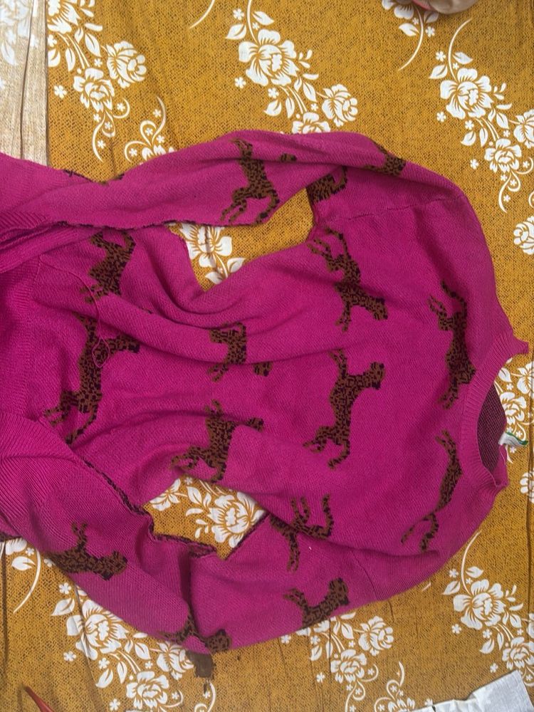 Cute Pink Cheetah Print Sweater