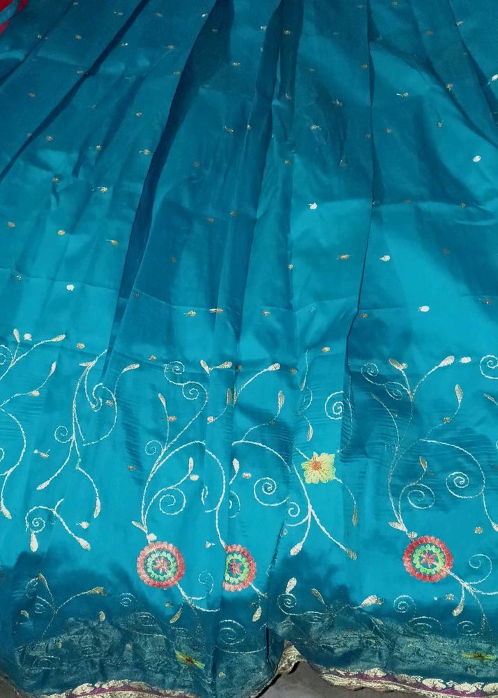 Teal Embroidered Skirt